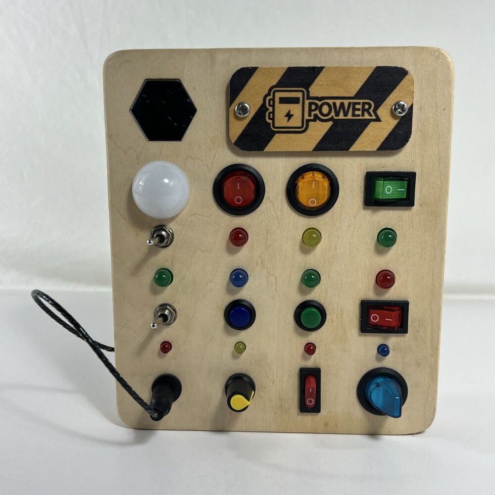 Busy Board - Montessori Toy- Wooden Sensory Board - Wood Switchboard